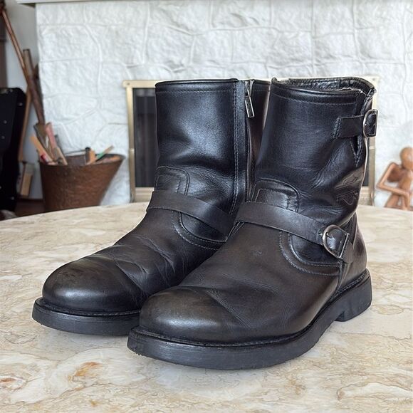 Harley-Davidson Leather Motorcycle Boots Side Zip - Picture 3 of 15
